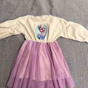 Aziel and Luca Cream sweatshirt top with Purple Sparkle tulle skirt
